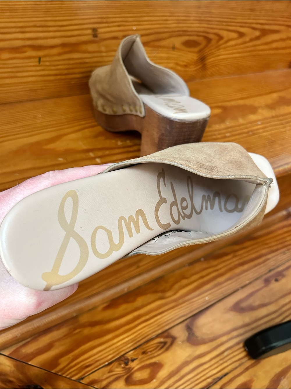 Sam Edelman Tan Suede Platform Mule Clogs - Picture 7 of 7